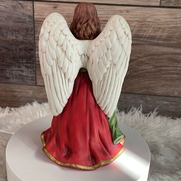 HOMCO Vintage Home Interior #1432 Angel Holding Baby Red Green Gold 8" - Picture 4 of 8